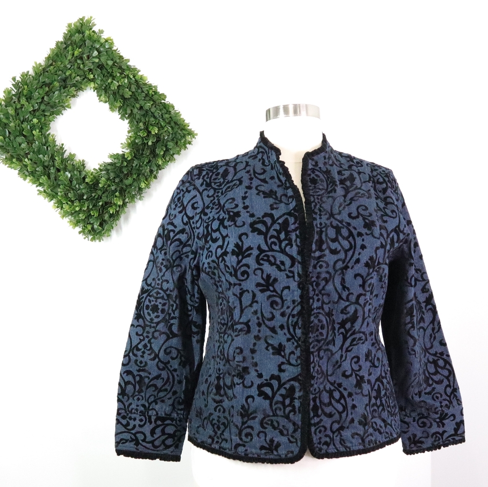 Chico's Velvet & Denim Blazer
